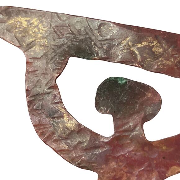 VTG 60s Primitivist Copper Figural Modernist Brooch Hammered Studio Pin - Picture 3 of 11